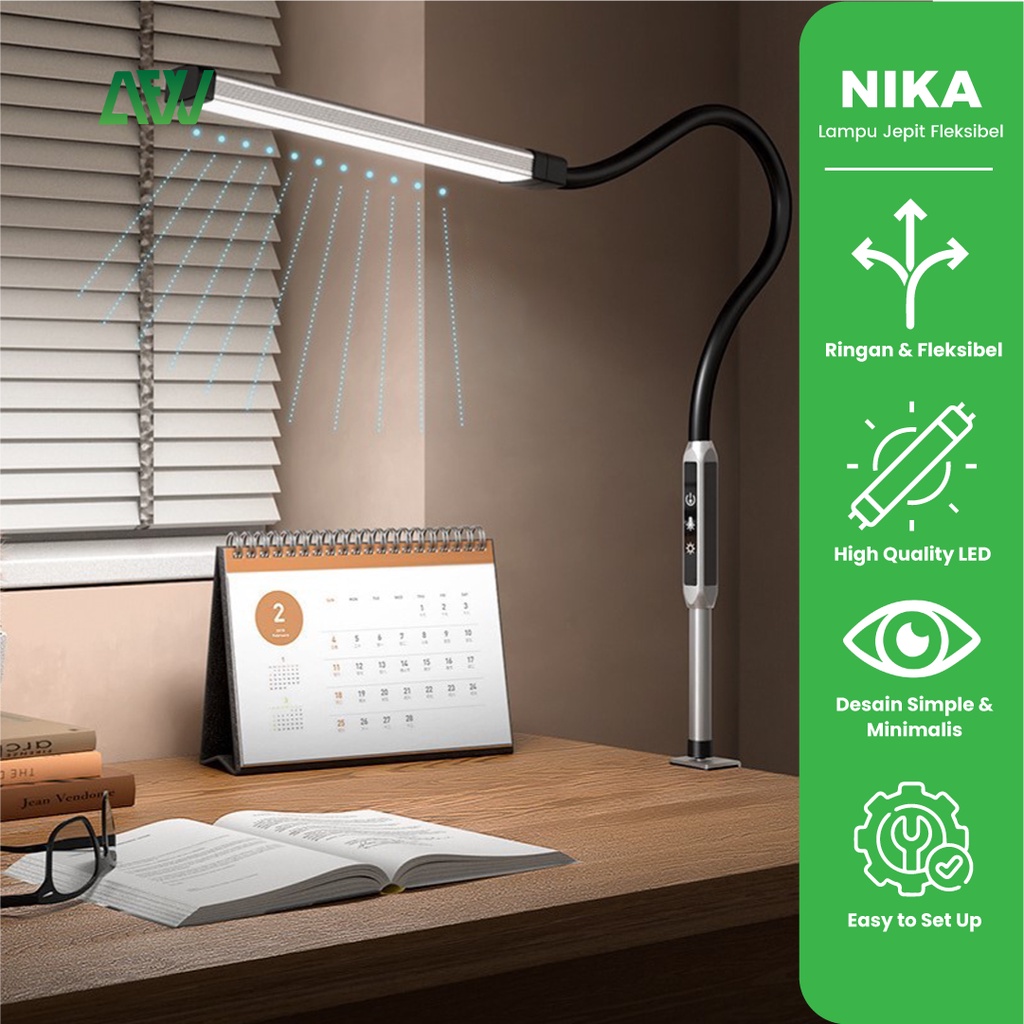 NIKA Lampu LED 15 Watt Adjustable Clamp Nirkabel Remote Control