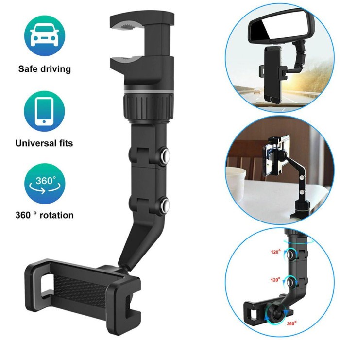 Multifunctional Car Phone Holder360 Mount Rearview Mirror