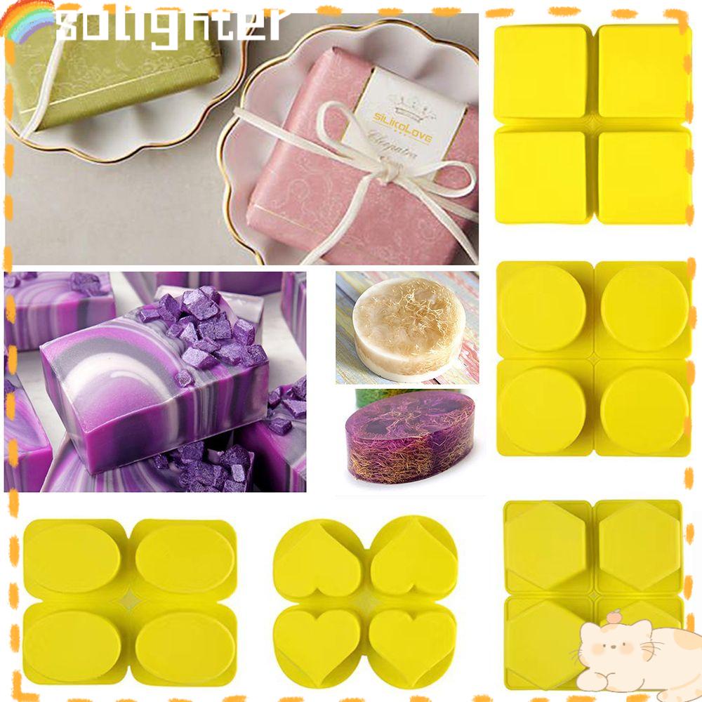 Solighter Cetakan Sabun Silikon Banyak Bentuk Multi-Fungsi 3D DIY Craft 4rongga Handmade Soaps Supplies