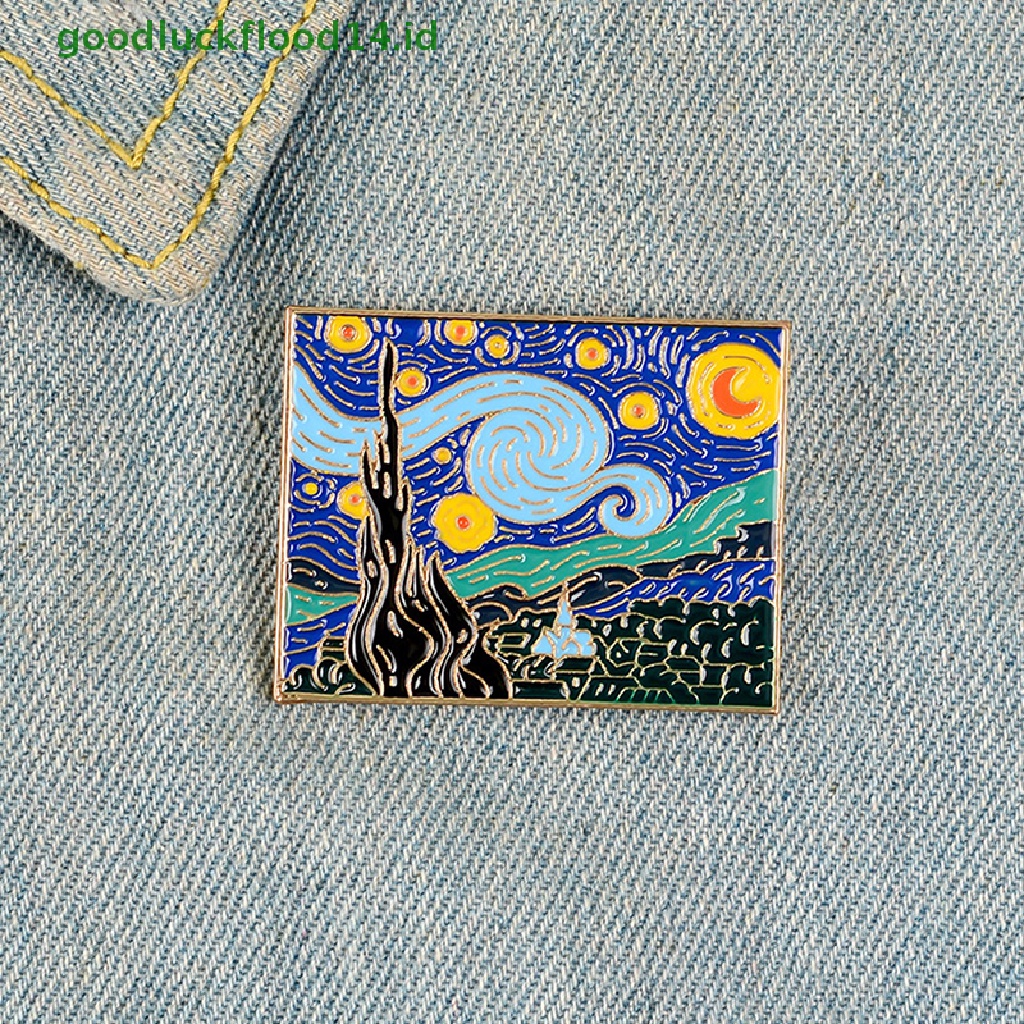 [GOOGFOUR] Van Gogh's Masterpiece Paings Starry Sky Bros Romantis Pin Perhiasan [TOP]