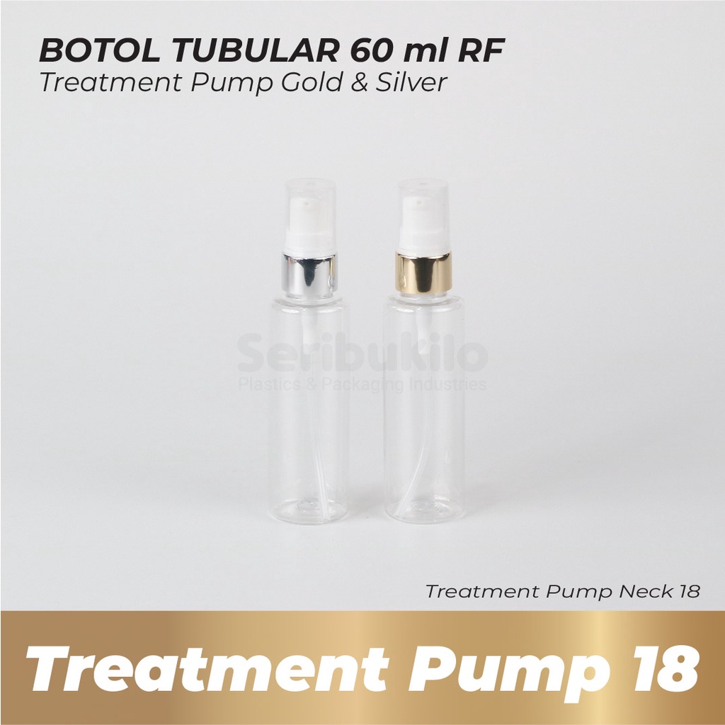 Botol Pump 60 ml RF/ Botol PET RF 60 ml Treatment Pump Gold / Botol Tubular RF 60 ml Pump Treament Gold/Silver