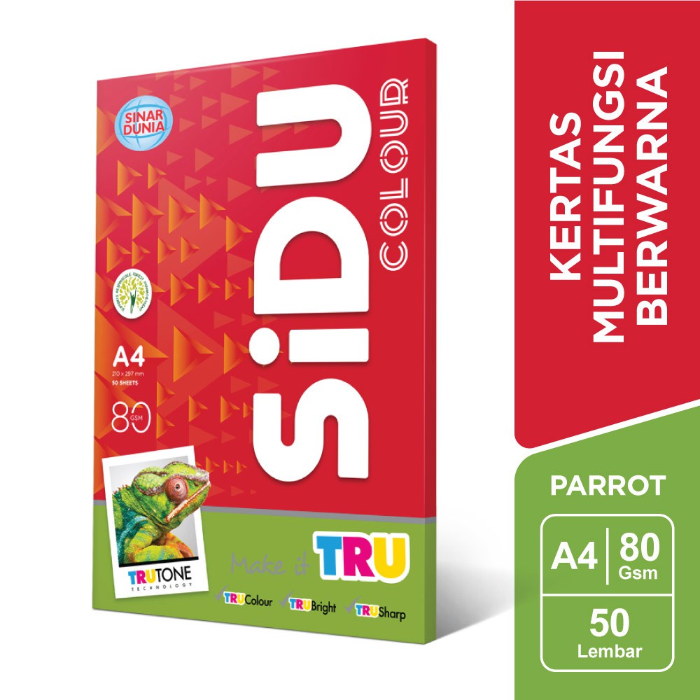 

[Store] SiDU Kertas Fotocopy Berwarna Parrot 80 GSM A4 - SDU CLR 80 A4 230 50