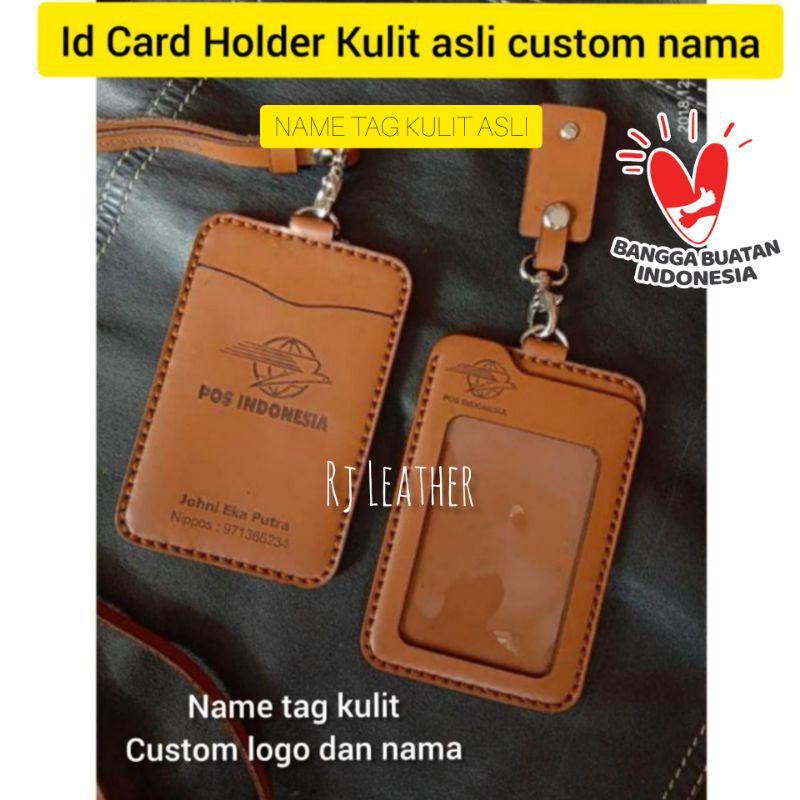 

Gantungan ID Card Holder Kulit Asli - Card Holder Custom Logo Dan Nama