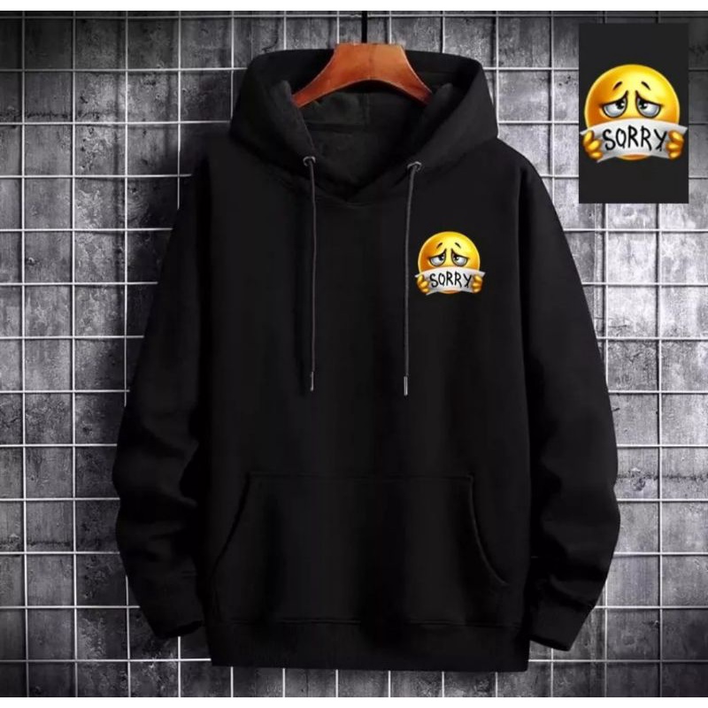 Hoodie pria SORRY i'm pria bahan flecce sweater oblong