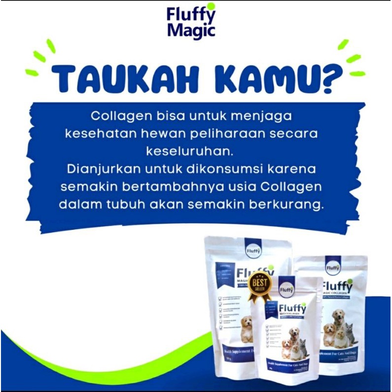 FLUFFY MAGIC COLLAGEN Vitamin Kucing &amp; Anjing Suplement Penggemuk Vitamin Bulu Kucing &amp; Nasfu Makan Si Anabul