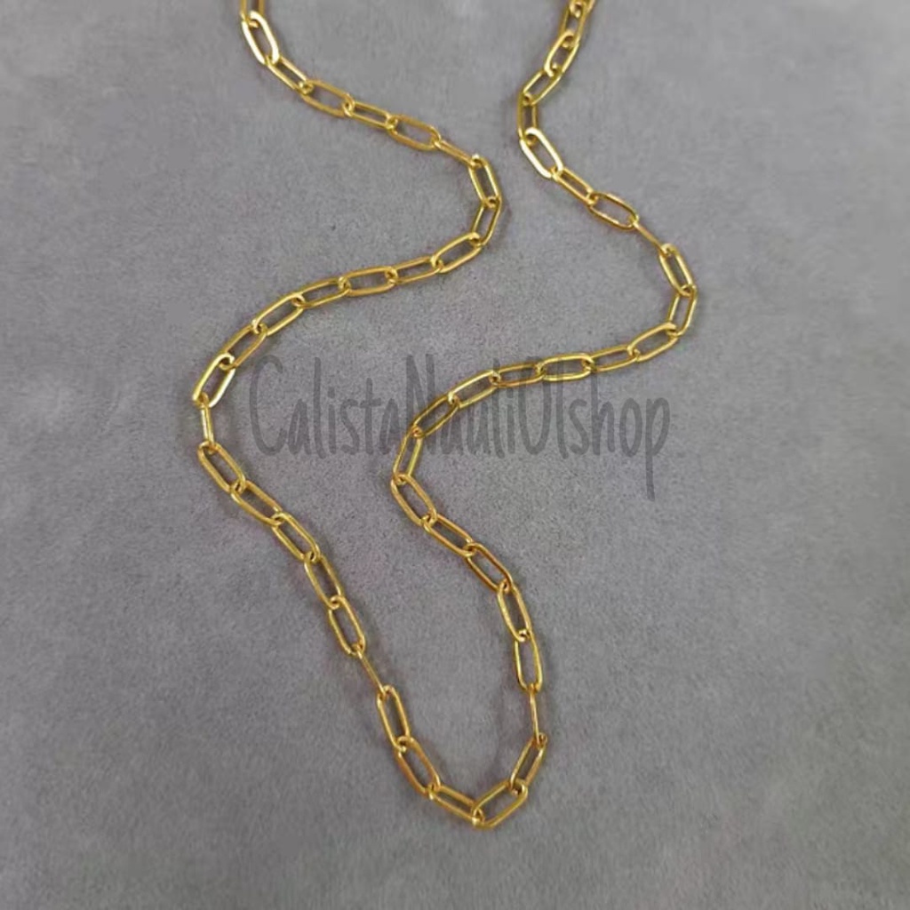 KALUNG TITANIUM OVAL CLIP GOLD PERHIASAN EMAS KOREA ANTI KARAT DAN ANTI LUNTUR