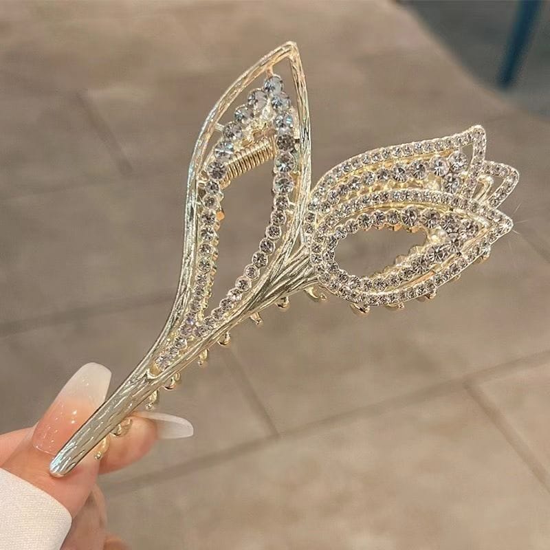 JEPIT RAMBUT KOREA JEDAI WANITA BUNGA TULIP ELEGAN PREMIUM ZIRKON MUTIARA MOTIF BARU ORIGINAL IMPORT
