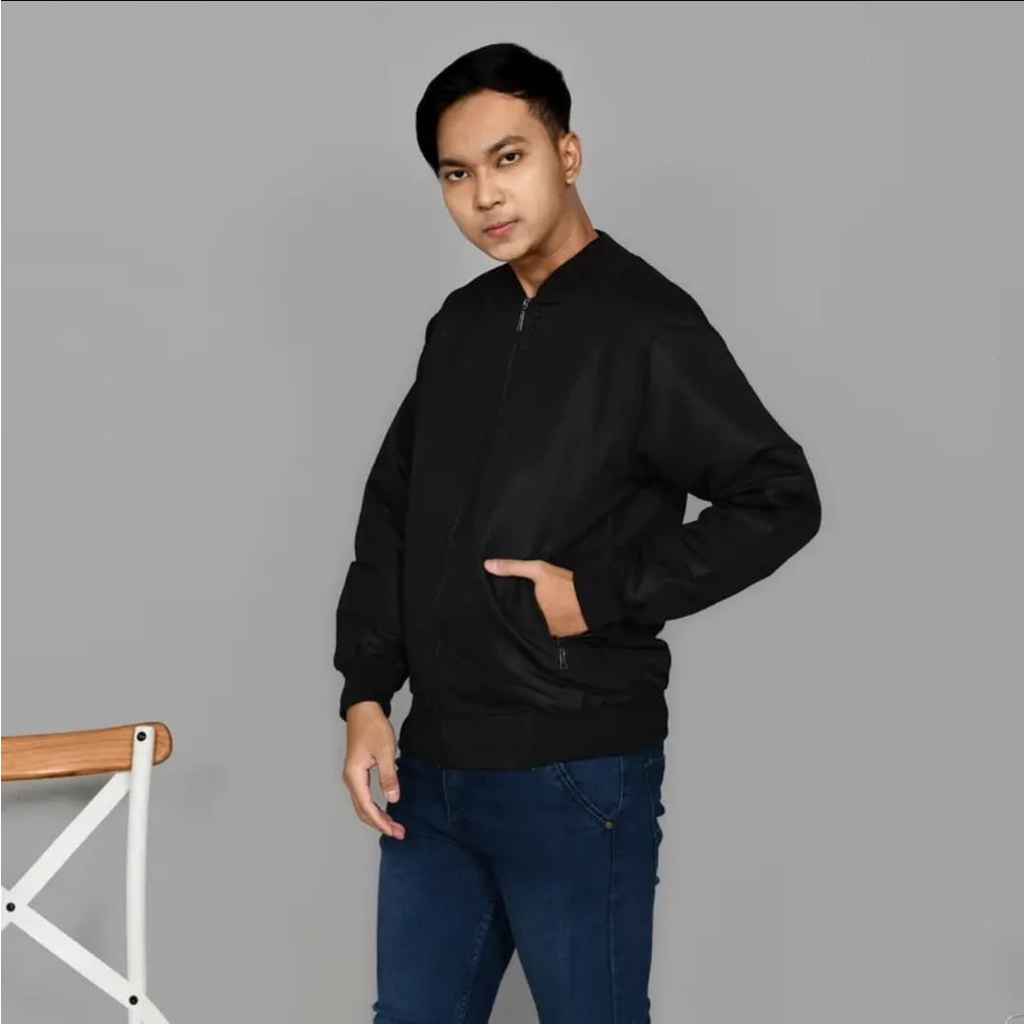 Jaket Pria bomber polos depan belakang ORI NEW Bahan Tasland