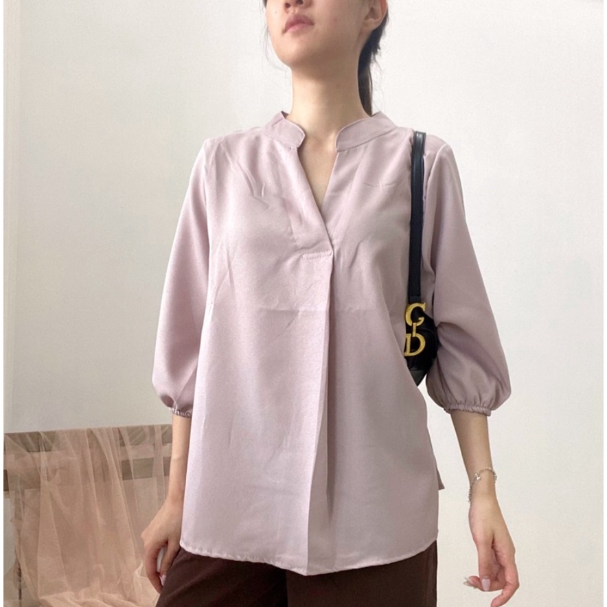 FERO Blouse Kerah Wanita / V-Neck Blus Formal Korea / Atasan Formal Wanita 0394