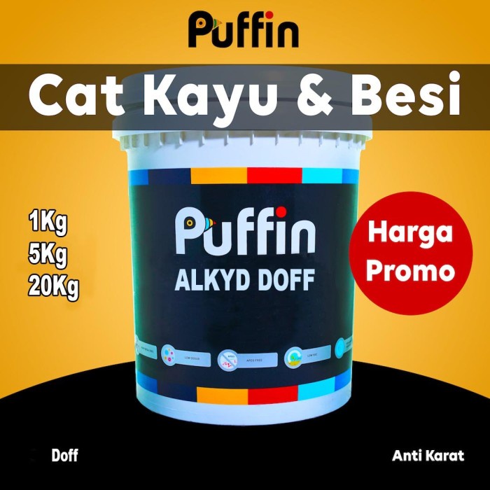 Cat Kayu Besi Puffin Alkyd Enamel Doff 5Kg Cat Minyak Terlaris