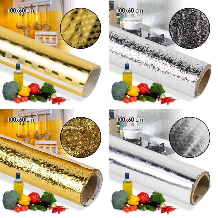 Stiker Wallpaper Dapur Aluminium Foil Anti Minyak Waterproof 100x60 cm -YK-292