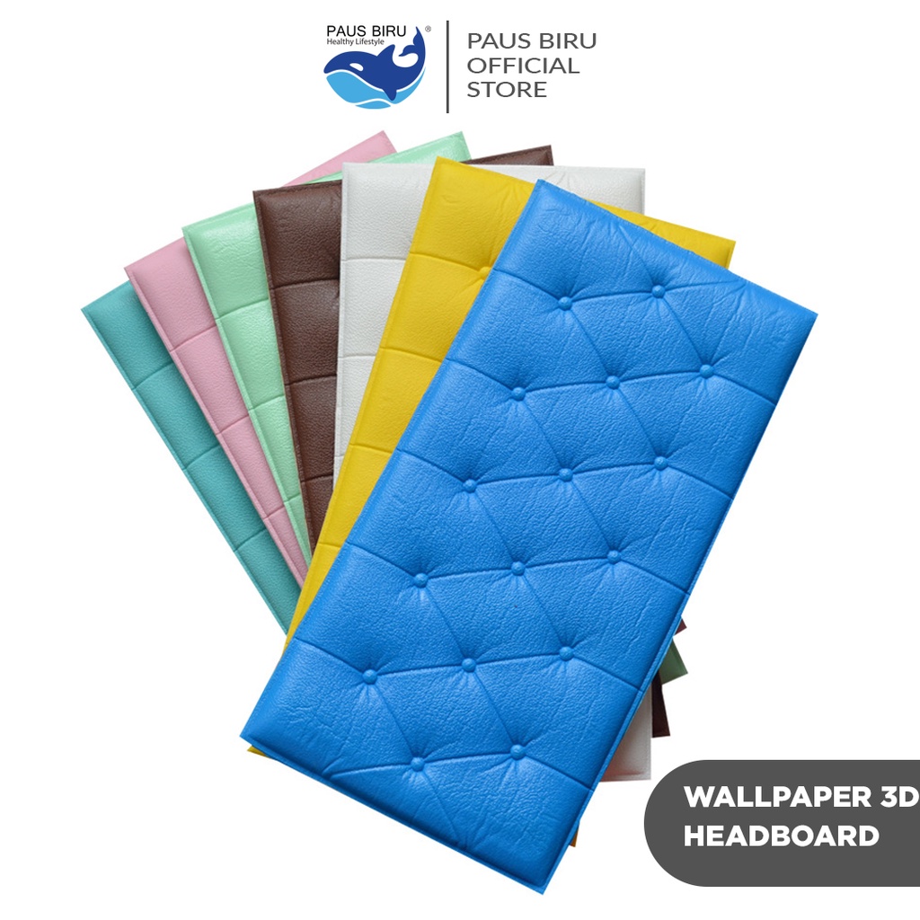 Paus BIRU - Wallpaper 3D Foam Kedap Suara Tahan Air Headboard Bed Wallfoam Empuk / Wallpaper Headboard
