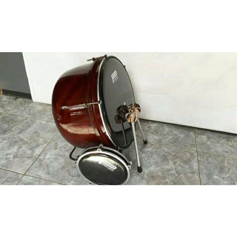 Rebana Bas 40 cm dan Tam 8 Inci Set Alat Musik Perkusi Tradisional Jepara
