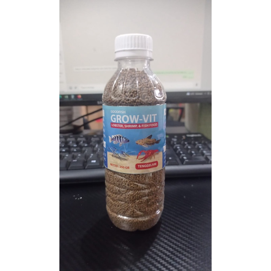 GROW-VIT GOODFISH 250 GRAM PAKAN UDANG LOBSTER &amp; IKAN DASAR PELLET TYPE SINKING