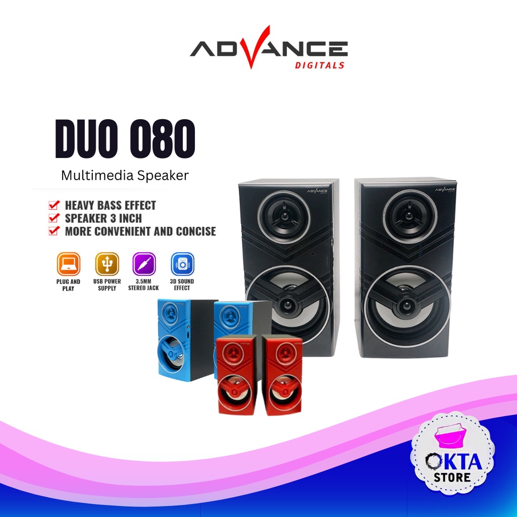 Advance Speaker Multimedia Speaker PC Notebook Laptop blue DUO-080