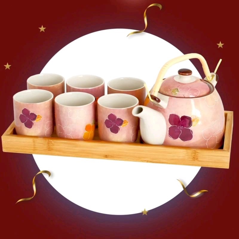 TEA SET JEPANG KERAMIK 9 PCS NAKAMI - NK-TS081
