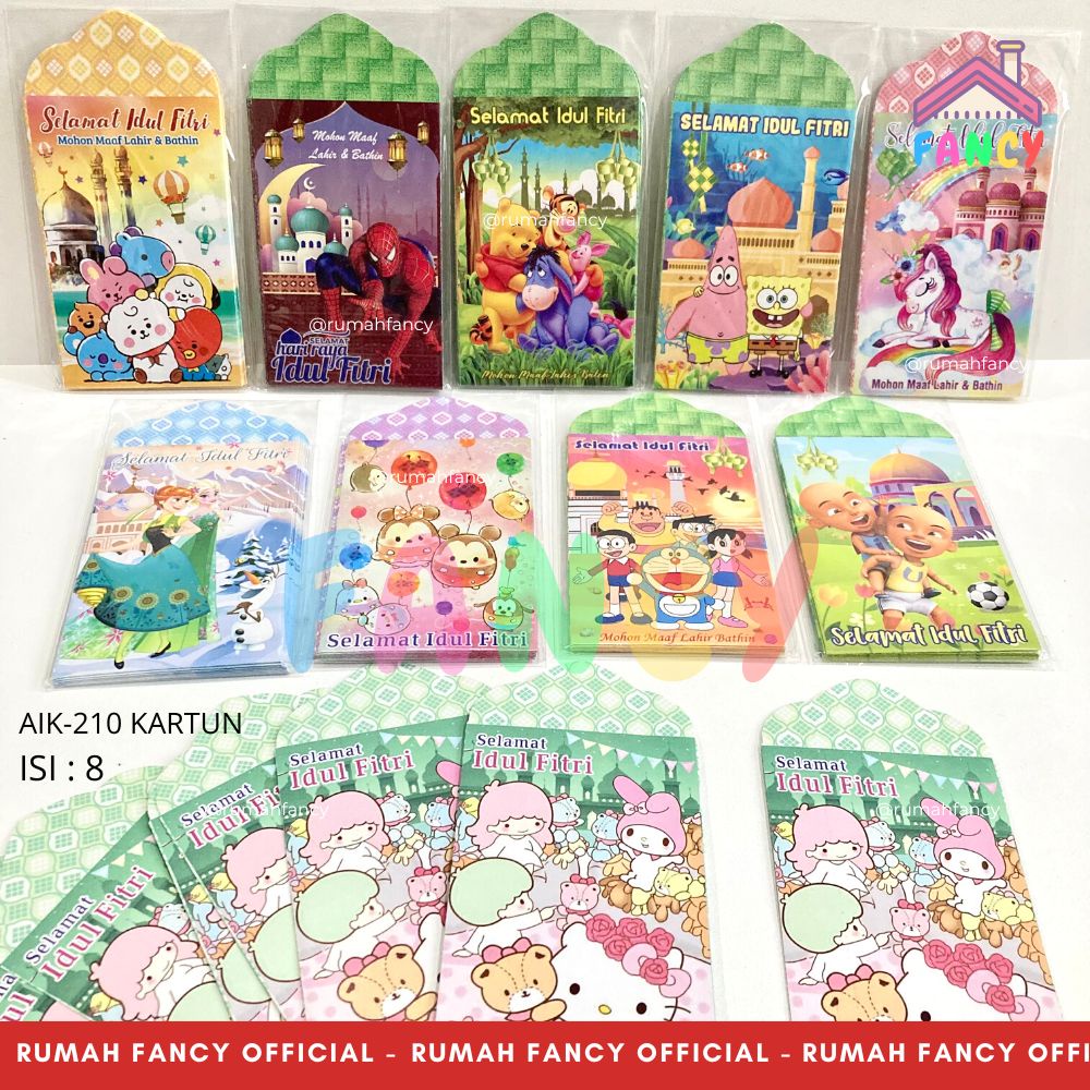 

[1PAK] Angpao isi 8 PCS Amplop Lebaran KECIL PENDEK PREMIUM Seri Kartun Lucu / Ramadhan / IDUL FITRI TERBARU 2025