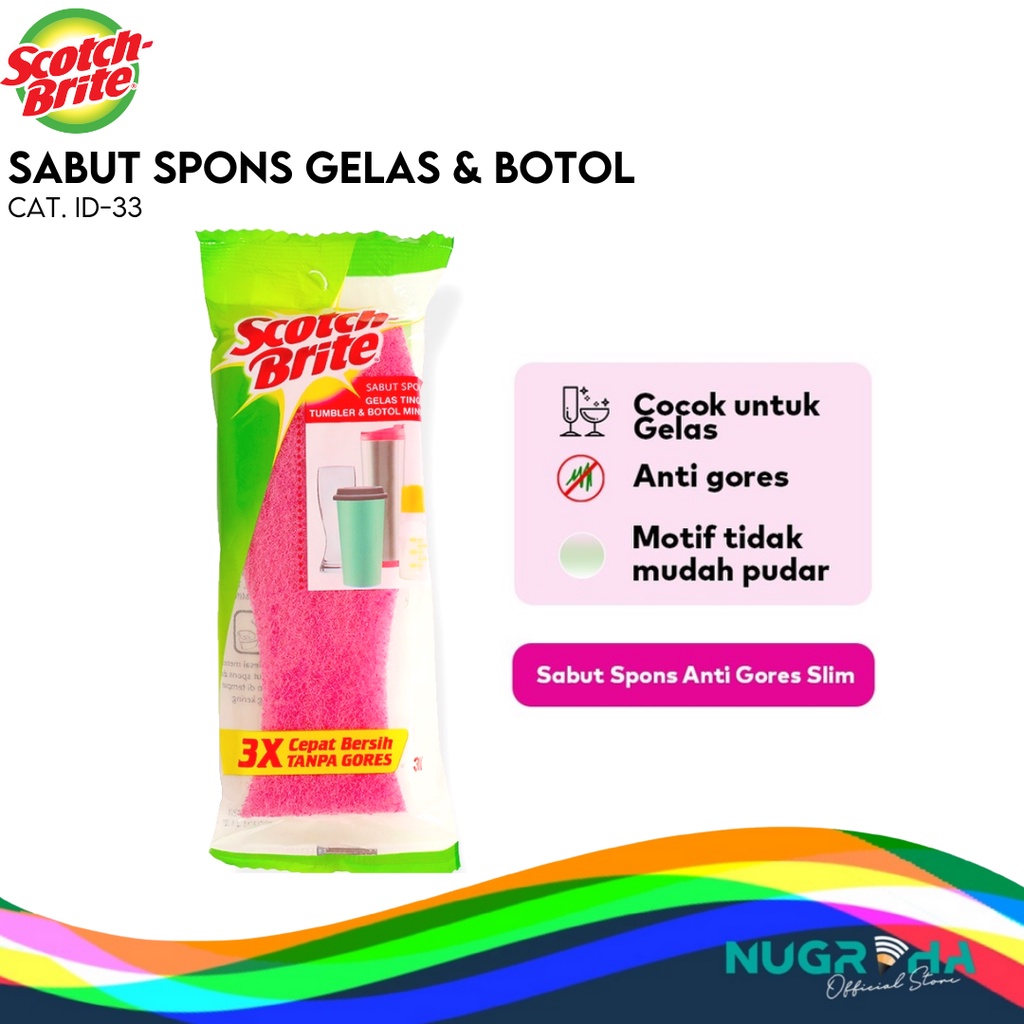 

Scotch-Brite 3M Sabut Spons Cuci Piring Slim Anti Gores ID-33