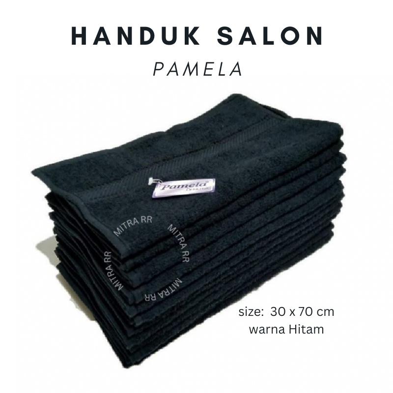 Handuk Pamela Hitam by Lenuta 30 x 70cm | Handuk Salon Handuk Muka Handuk Olahraga Polos Hitam