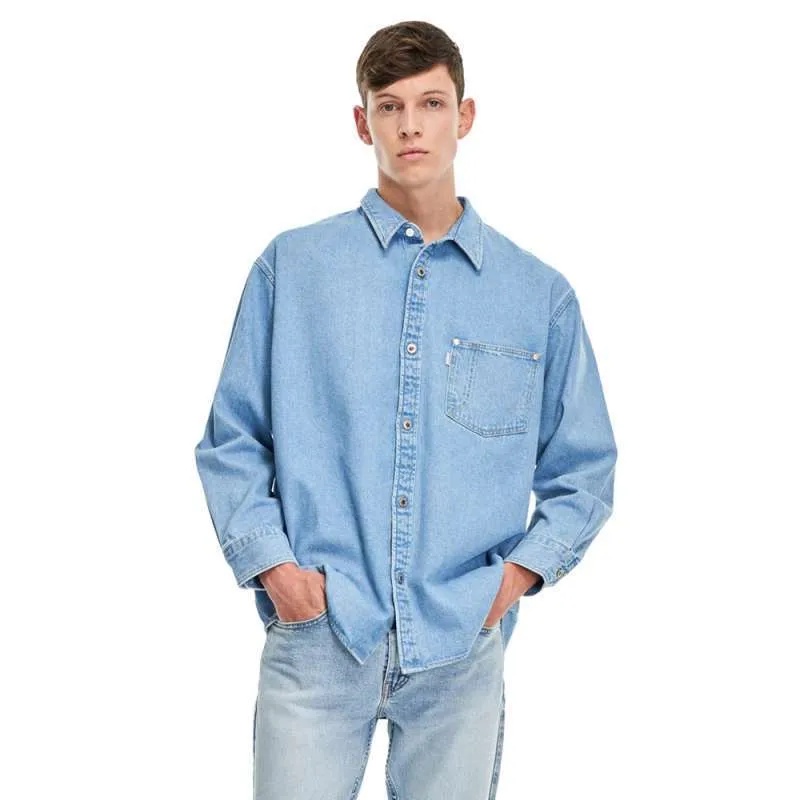 KEMEJA DENIM MENS SILVERTAB OVERSIZE 1 PKT Z2105 INDIGO