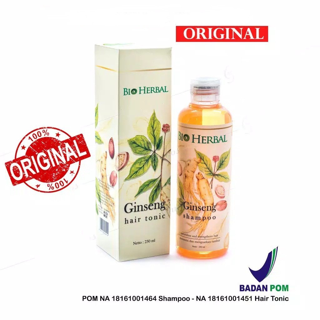 Bio Herbal Hair Tonic Ginseng Dan Shampoo Penumbuh Rambut Botak Anti Rontok Uban Original