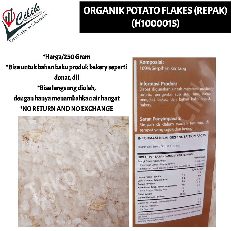 

organik potato flake serpihan kentang bahan kue donat mash impasi roti