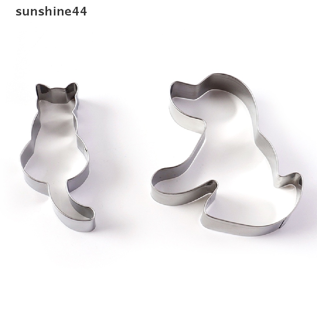 Sunshine 2Pcs Cetakan Kue Kering Bentuk Anak-Anak Rumah Baking Bentuk Hewan Cetakan Stainless Steel.