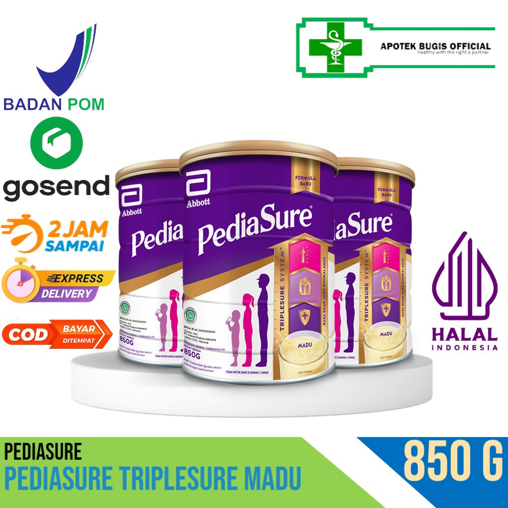 Apotek Bugis-Pediasure Triplesure 850g Vanila-Madu (1-10 Tahun) - Susu Petumbuhan