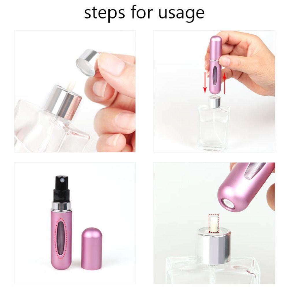 Rebuy Bottom-filled Perfume Bottle Portable 5ml Liquid Self-pumping Aluminium Pelembab Botol Isi Ulang