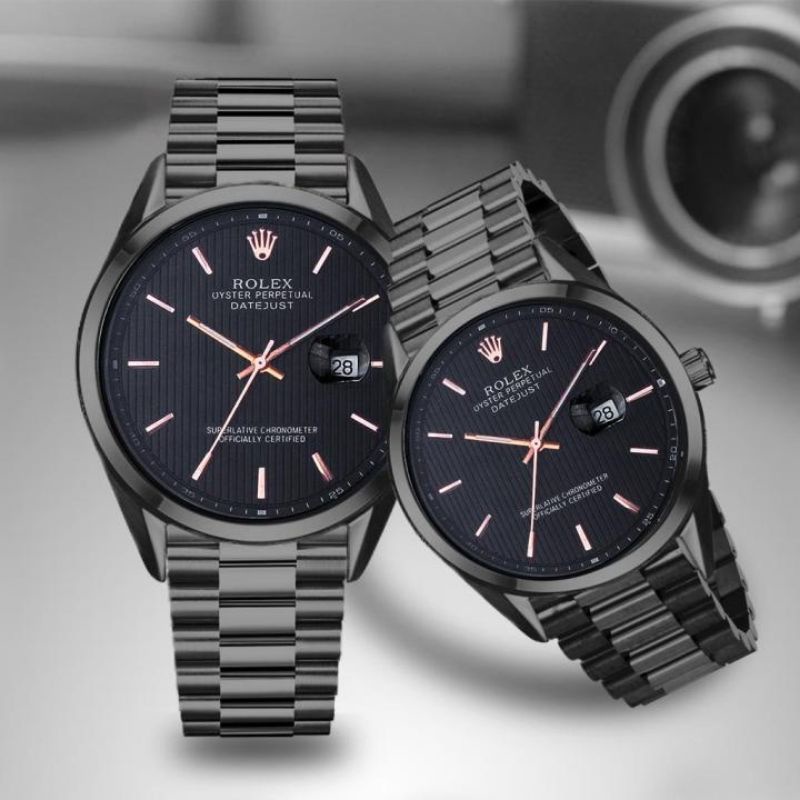 Jam Tangan Pria Wanita Couple Bisa Satuan Tanggal Aktif New || Strap Rantai stainliss Tahan Air  Free Batrai Cadangan Dan Box // Jam Tangan Couple Premium Terlaris Kekinian Bayar Di Rumah