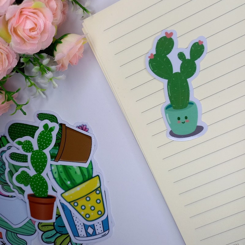 Stiker Satuan Floral Tanaman Cactus Lucu Stiker Ecer Kaktus Waterproof Sticker Lucu Aesthetic Hiasan Laptop Botol Tumbler Case Hp DIY Stiker Laptop