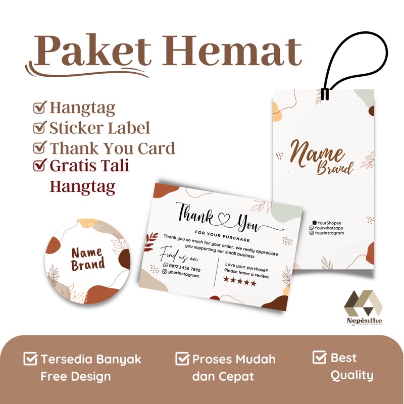 

Paket Hemat Hangtag Thank You Card Sticker Logo Murah Gratis Design Terlaris