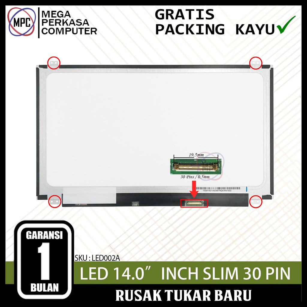 LED LCD Layar Laptop Acer 14 z1402 Es1-421 E1-432 E1-410 E1-470 E1-472 E5-471 14 inch slim 30pin