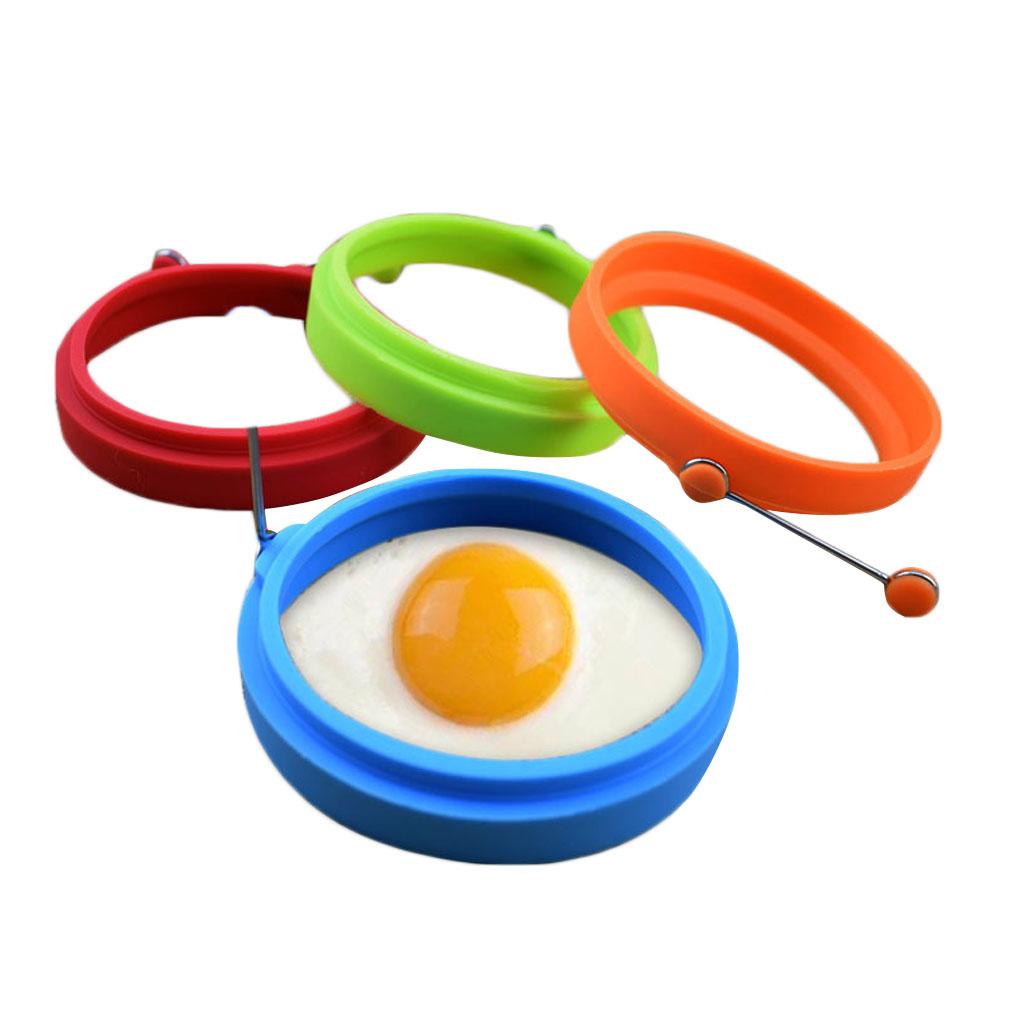 Cetakan Telur Goreng Non Stick Breakfast Egg Fried Egg Sandwich Maker Silikon Bulat Penggorengan Egg Rings Pancake Shaper Mold Dengan Pegangan