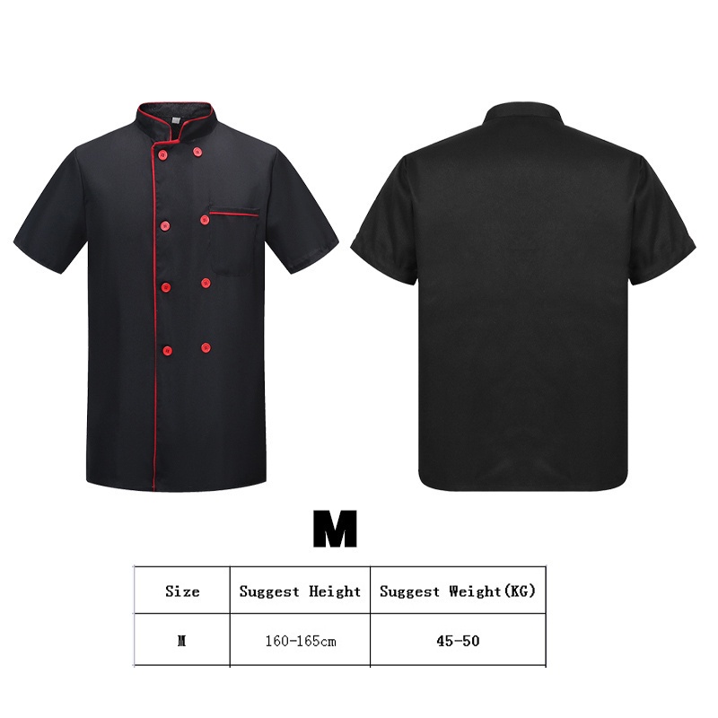 Baju Seragam Chef Lengan Pendek Chef Baju Koki Jacket Lengan Pendek Unisex Pria Wanita