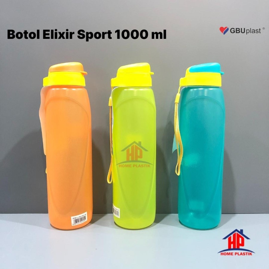 GBUplast Botol Minum Sport Polos Elixir 0189 - Kapasitas 1000 ml - Warna Random