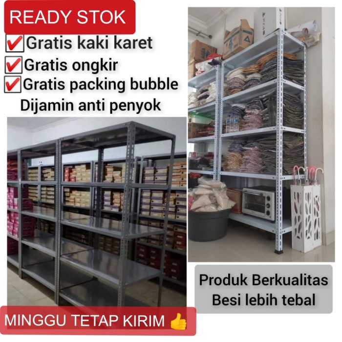 Rak Rak Gudang Besi Siku 100 X 40 X 200 Cm 5 Susun Kuat