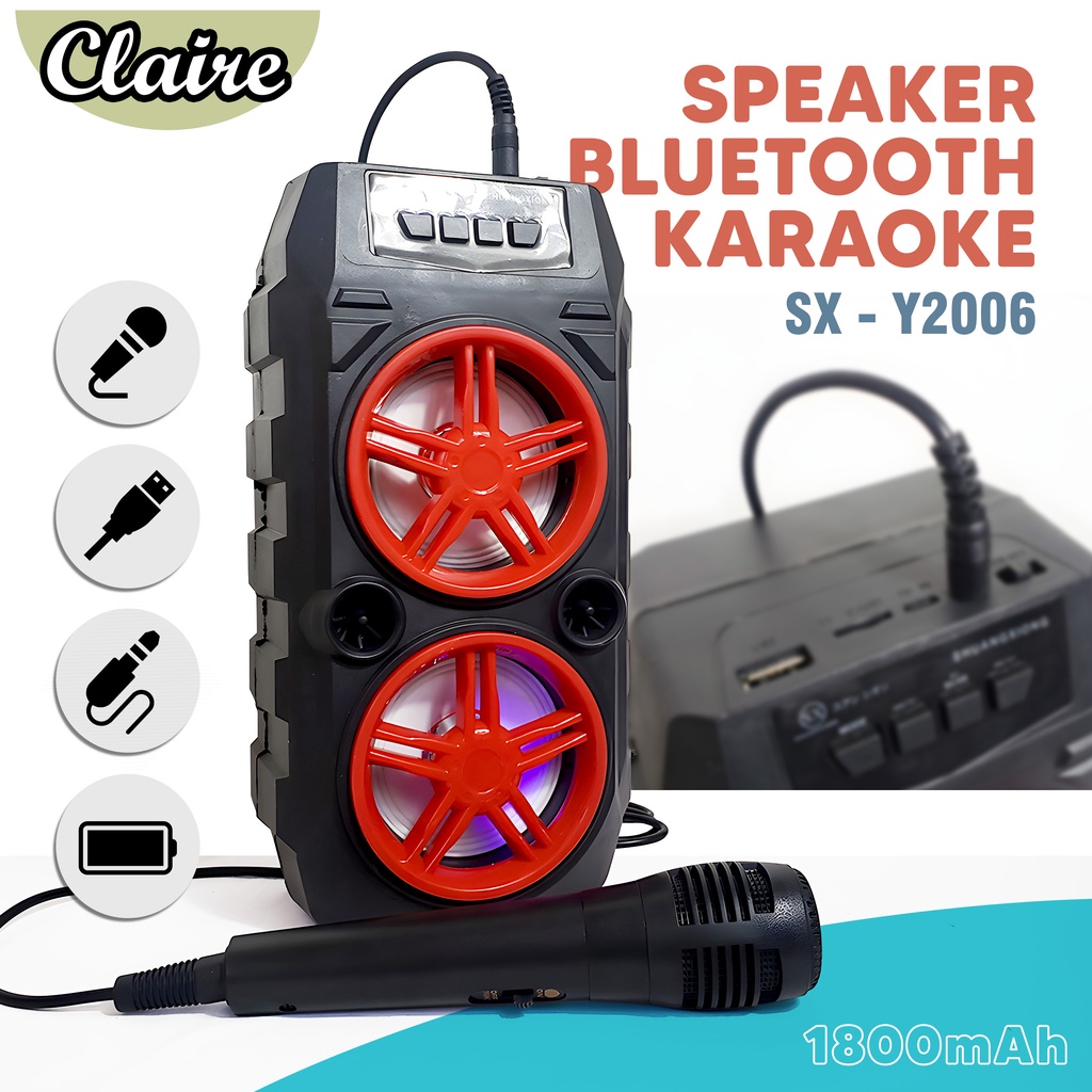 Speaker Bluetooth Portable/ Speacker Bluetooth Gratis Microphone Karoke Super Bass /Salon Aktif Bluetooth