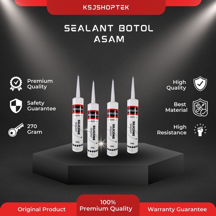 Lem Sealant Tabung 330 GRAM Botol ISCO Clear BLACK WHITE PUTIH BENING  Perekat Bangunan Pintu Jendela