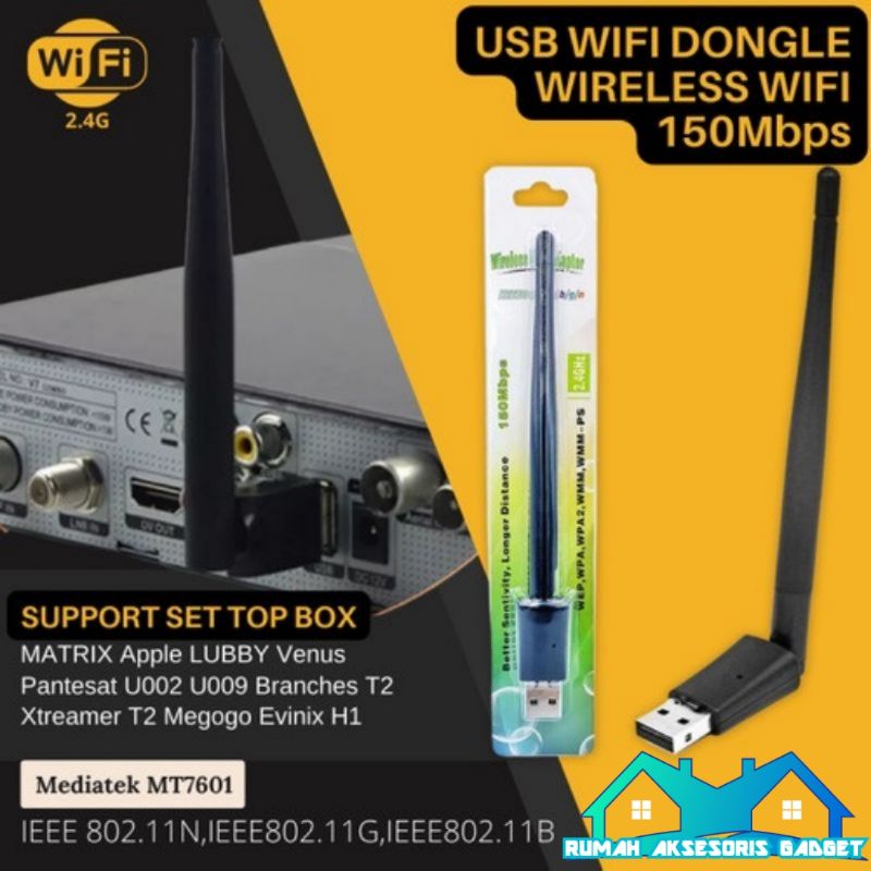 USB WIFI DONGLE SET TOP BOX STB ANTENA PC LAPTOP MT7601