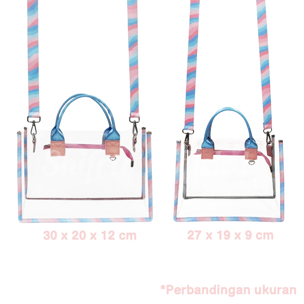 Shifra Tote Bag Mika Tas Konser Set dengan Pouch, Gantungan Kartu, dan Tali Panjang Seventeen NCT Black Pink Suju