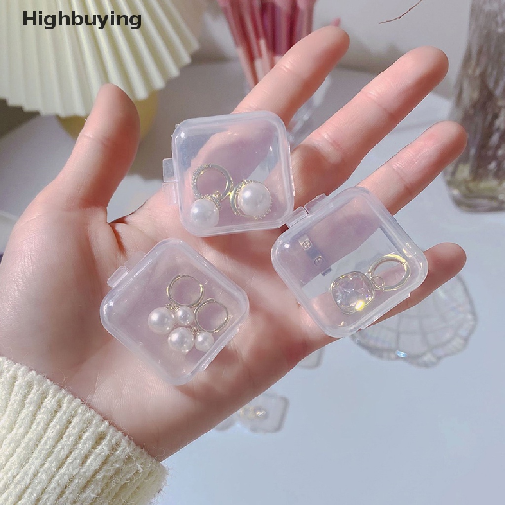 Hbid 10Pcs Square Transparan Jewelry Storage Case Anti-Oksidasi Wadah Kotak Penyimpanan Jewelry Organizer Untuk Anting Cincin Kalung Gelang Glory