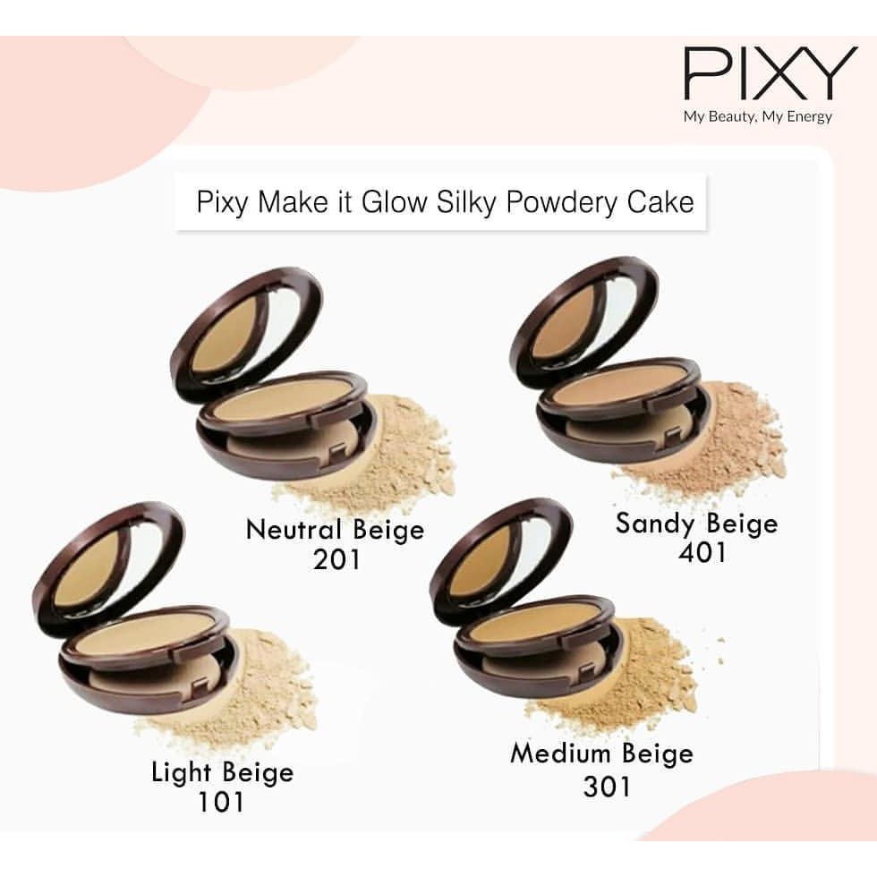 PIXY MAKE IT GLOW SILKY POWDERY CAKE 10GR - BEDAK TWC PIXY ORIGINAL