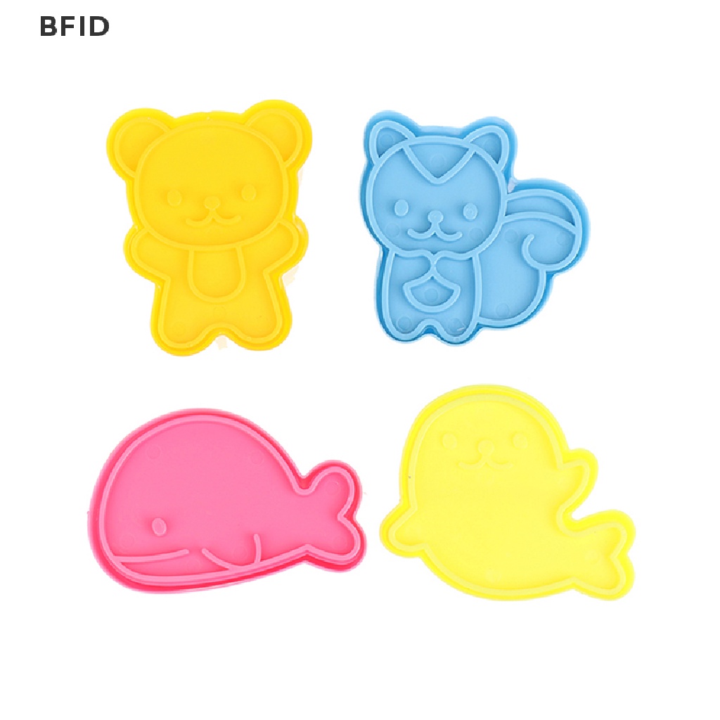 [BFID] 4pcs/set Lucu Samll Dolphin Samll Seal Squirrel Bear Sandwich Cookie Mold Pemotong Pemotong Cookie Kue Decorag Cetakan Alat Mini Sandwich Die Rice Ball Mold Alat Dapur [ID]