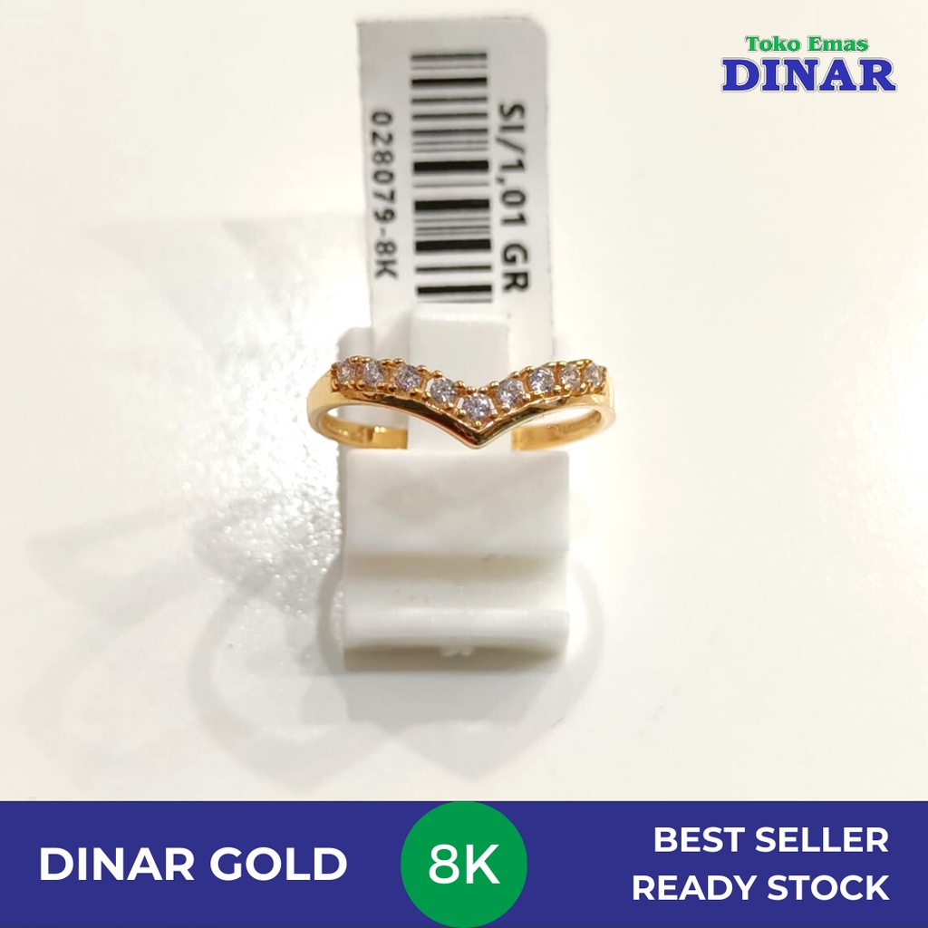 Cincin Batu AD Model Cartier V - Emas Muda - Kadar 8K / 375