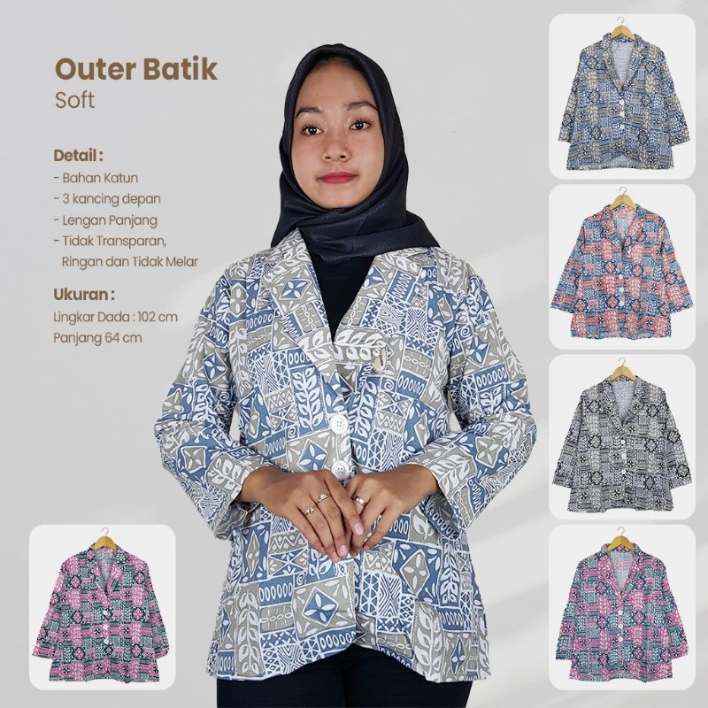 Outer Batik Soft Model Jas Lengan panjang - Naira Batik