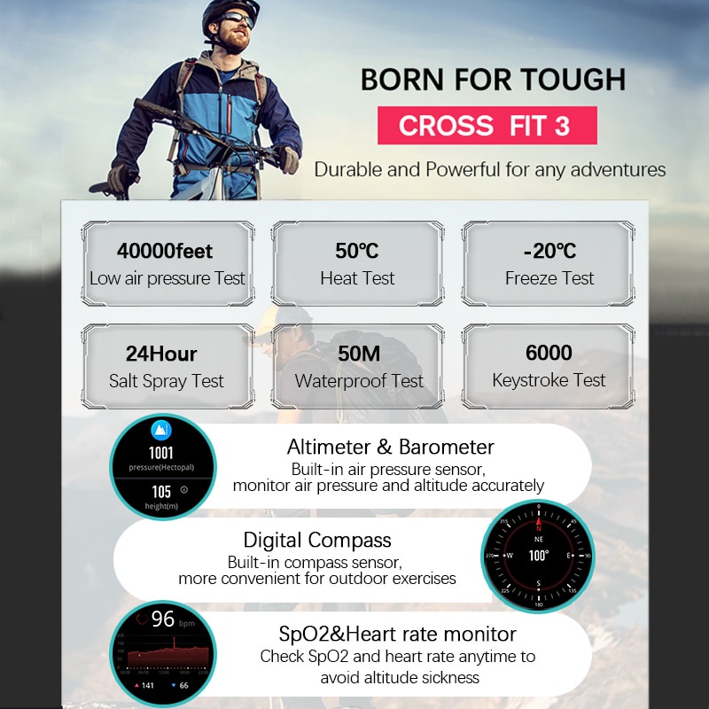 NORTH EDGE CROSS FIT 3 Smart Watch GPS AMOLED Display Altimeter Barometer Compass