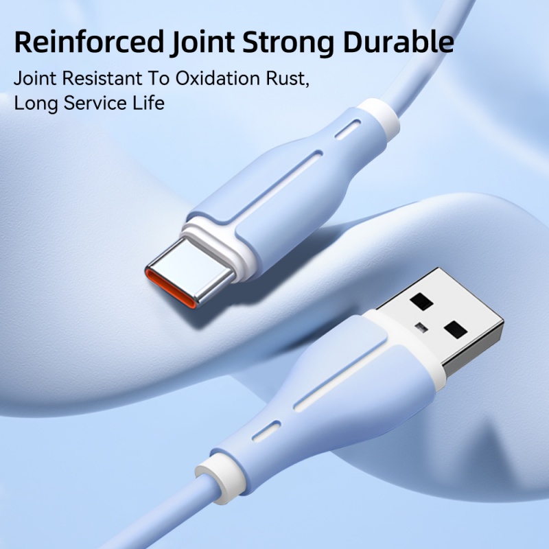 Kabel USB C Silikon Cair 2M 6A Fast Charge Tipe C Pengisian Super Cepat Untuk Ponsel Mobie