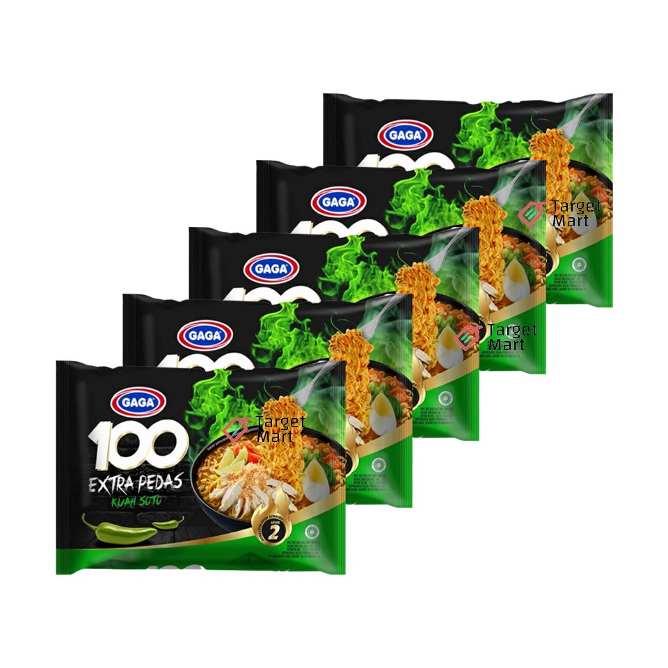 

5PCS Gaga 100 Mie Instan Extra Pedas Kuah Soto