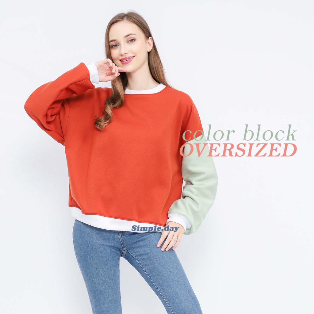 Crewneck Oversized Korean Style Crop - Jumbo LD 130 cm Twotone Color Block
